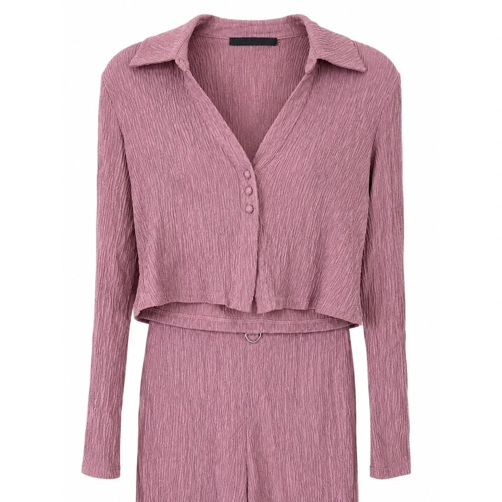 House of Harlow 1960 Kassia Sandro Set Women XXS Mauve Plisse Co Ord